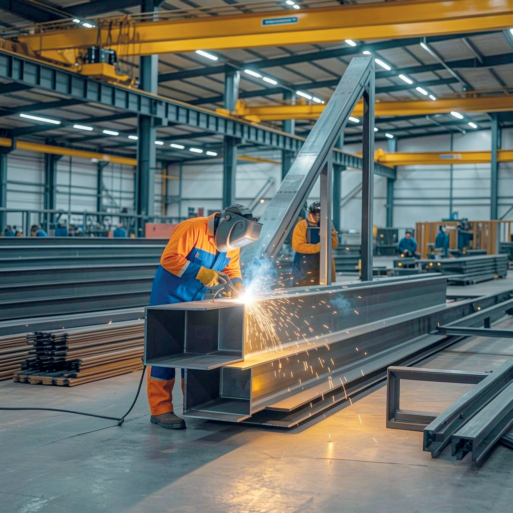Atelier de fabrication Salma Industries, préparation et découpe d'éléments métalliques